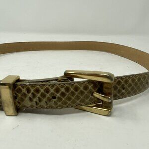 Axiom Womens M Genuine Snakeskin Skinny Brown Belt Gold Tone Buckle 25-29"